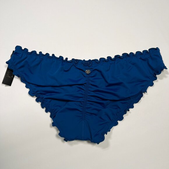 Victoria Secret Small S Bikini Bottom Ruffle Cheeky Ruched Back Sapphire Blue - Picture 3 of 6